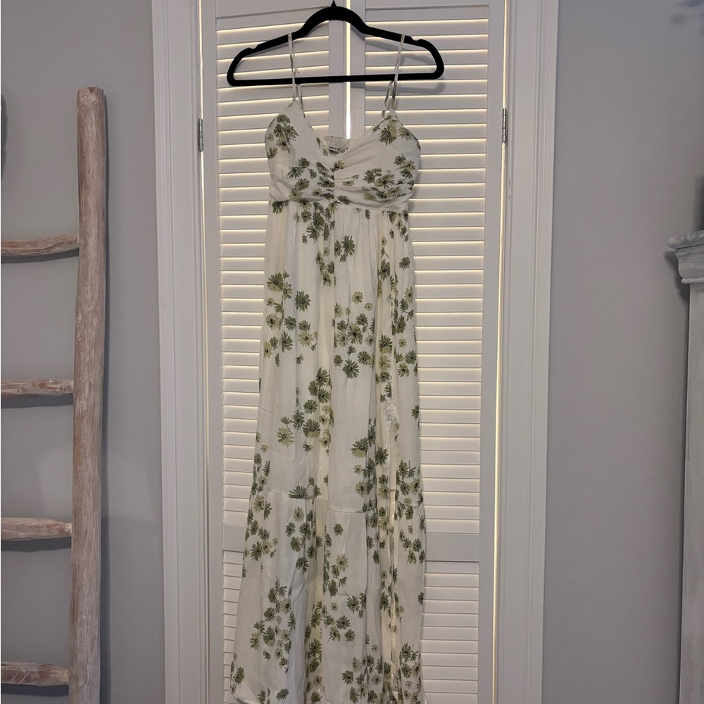 Abercrombie and Fitch Camille Maxi Dress in White and Green